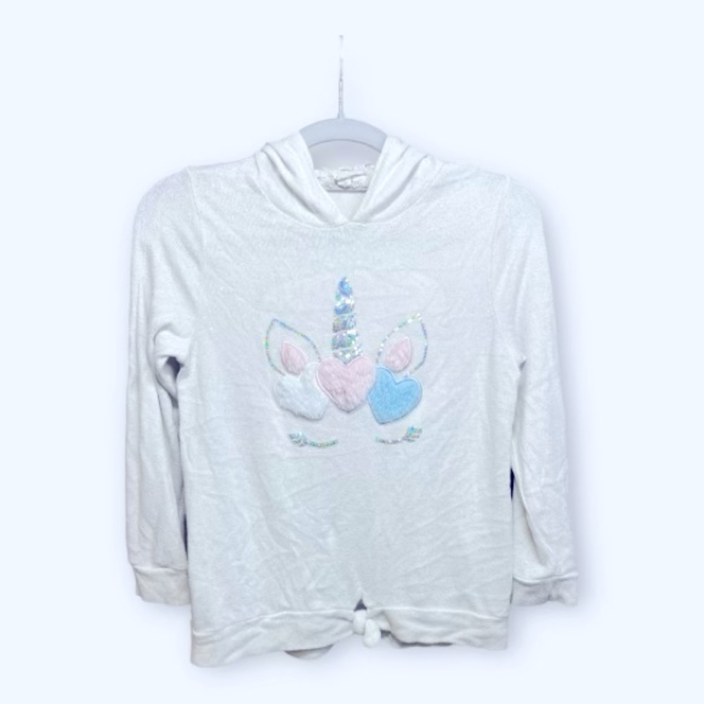 Btween Long Sleeve Shirt Hoodie Size 10 White Sparkle Hoodie Unocorn Sequins